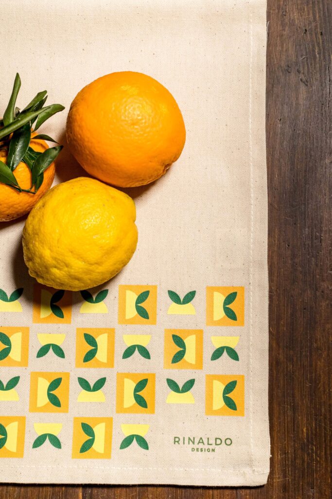 Dettaglio Strofinaccio Limone Canovaccio Da Cucina Sicilia